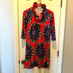 Simply Southern pineapple stand up ruffle collar dress